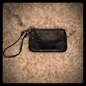 Coach black leather wristlet